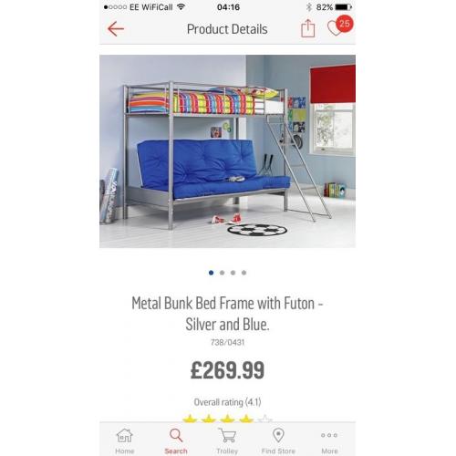 Bunk bed with futon