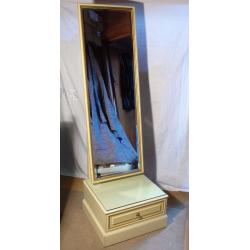 French Style Crdeam Tilting Tall Bedroom Dressing Mirror with Drawer Under