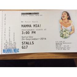 3 x Mamma Mia tickets . Novello theatre, London. 24th Sep 2016. 3:00pm.