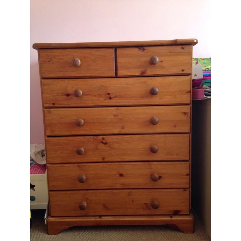 Solid pine chest of drawers