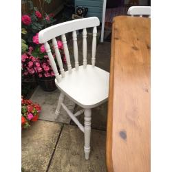 Solid White & Pine Table and Chairs Shabby Chic/ Country