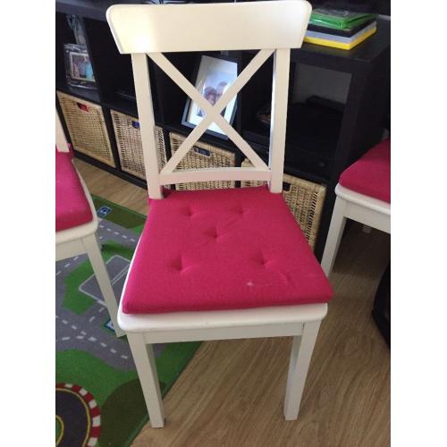 IKEA white extendable table and 6 chairs