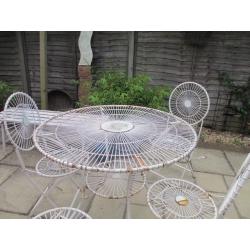 Ornate Patio Table and 4 Chairs Rustic Shabby