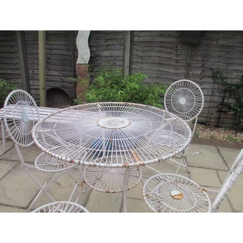 Ornate Patio Table and 4 Chairs Rustic Shabby