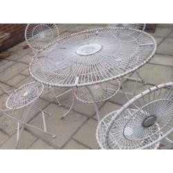 Ornate Patio Table and 4 Chairs Rustic Shabby