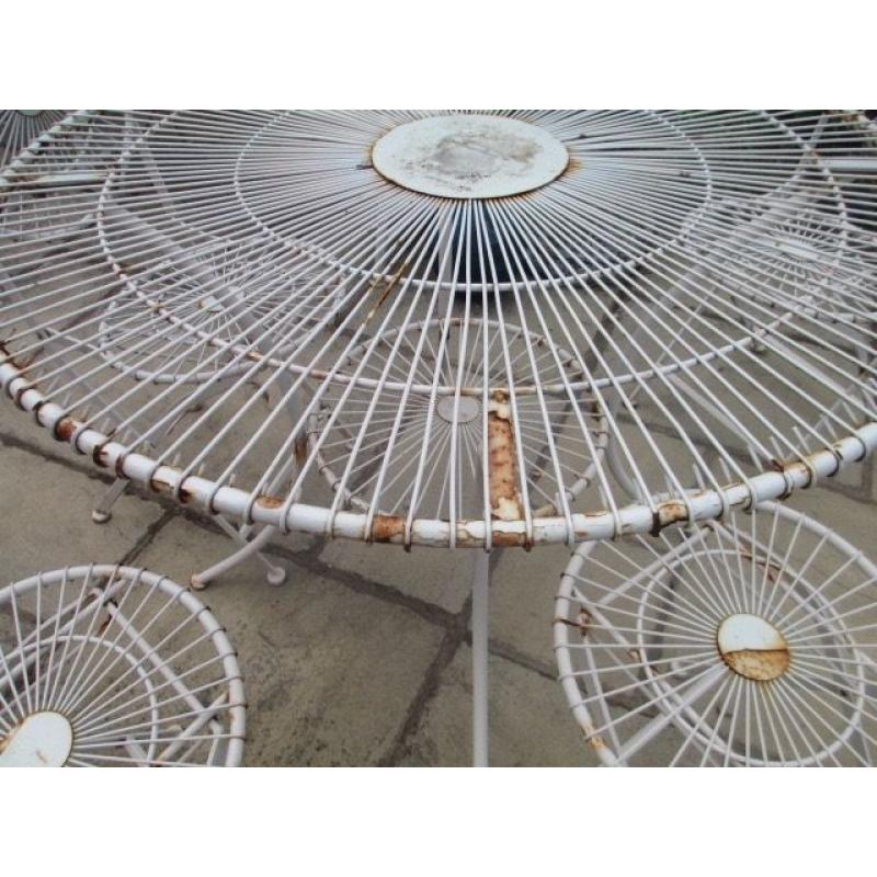Ornate Patio Table and 4 Chairs Rustic Shabby