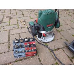 Black and Decker Jig Saw, Bosch Router and Router bits, Circular saw.