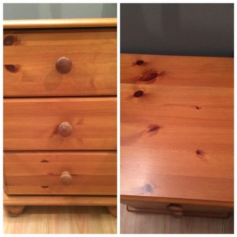Solid pine nightstand bedside table