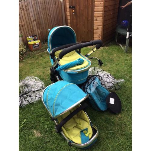 I candy peach sweet pea carry cot pushchair and accesories