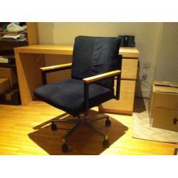 Ikea Malm study desk in Birch, office chair and shelf units -Good condition