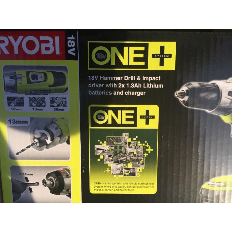 Brand new in box RYOBI 18v hammer drill and impact driver