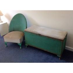 Vintage/ Mid Century/Retro c1950s Lloyd Loom Ottoman/ Blanket box and Nursing Chair Matching Set