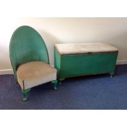 Vintage/ Mid Century/Retro c1950s Lloyd Loom Ottoman/ Blanket box and Nursing Chair Matching Set