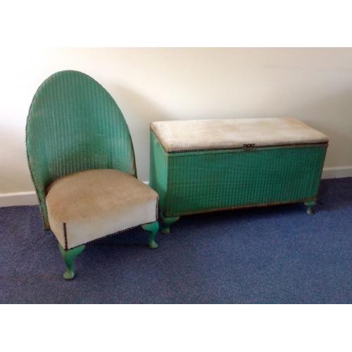 Vintage/ Mid Century/Retro c1950s Lloyd Loom Ottoman/ Blanket box and Nursing Chair Matching Set