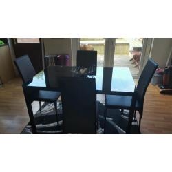 Black Glass Table & Leather Chairs