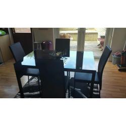 Black Glass Table & Leather Chairs