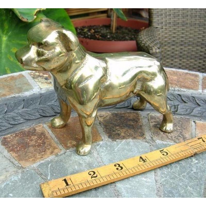 VERY HEAVY SOLID BRASS BULLDOG - 7" LONG EXCELLENT CONDITION