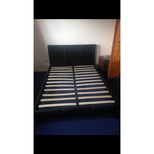Double leather bed