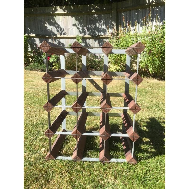 Metal & wood wine rack