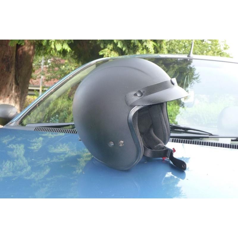 Motorcycle helmet black open face size s 15 or 20 with visors.