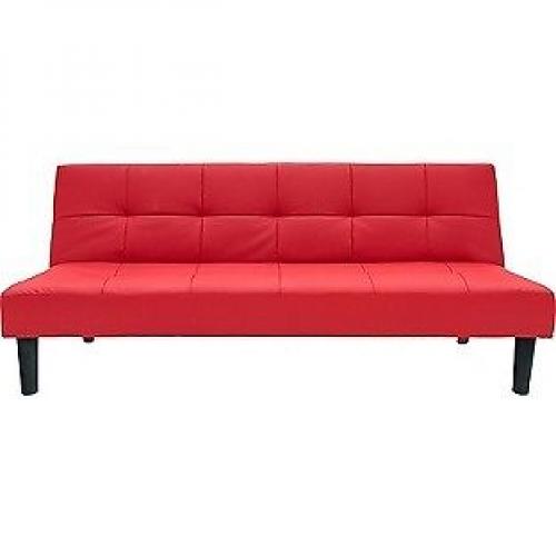 RED FAUX LEATHER CLICK CLACK SOFA BED LESS THAN 2 MONTHS OLD