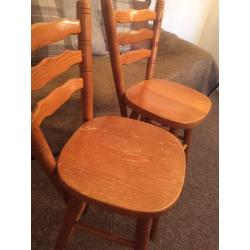 2x wooden bar stool high chair oak shabby chic