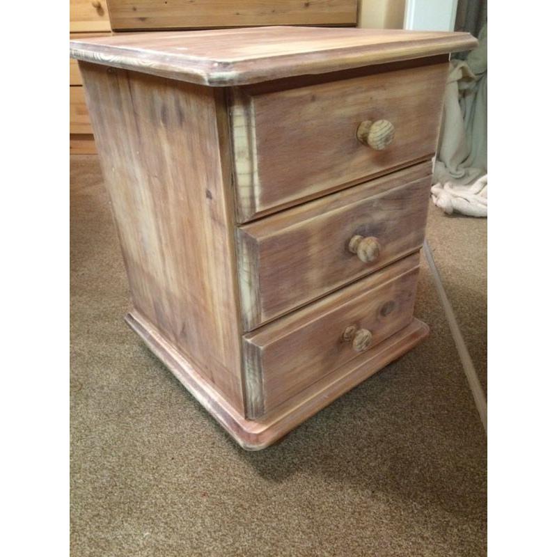 Rustic solid pine bedside table.