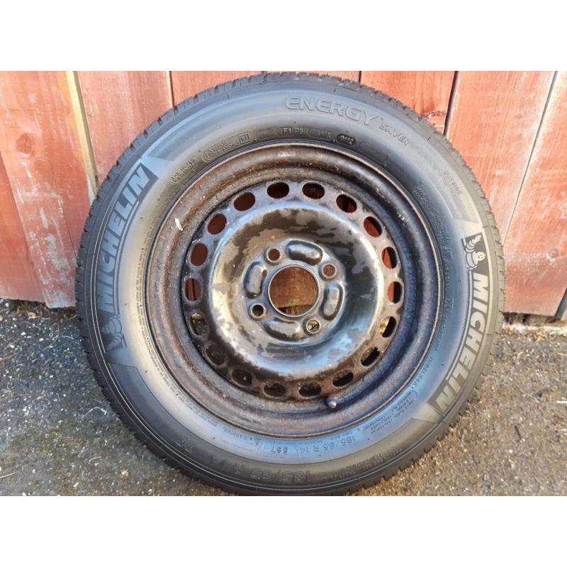 14" Wheel and tyre - New Michelin 185/65/14 tyre on used steel wheel