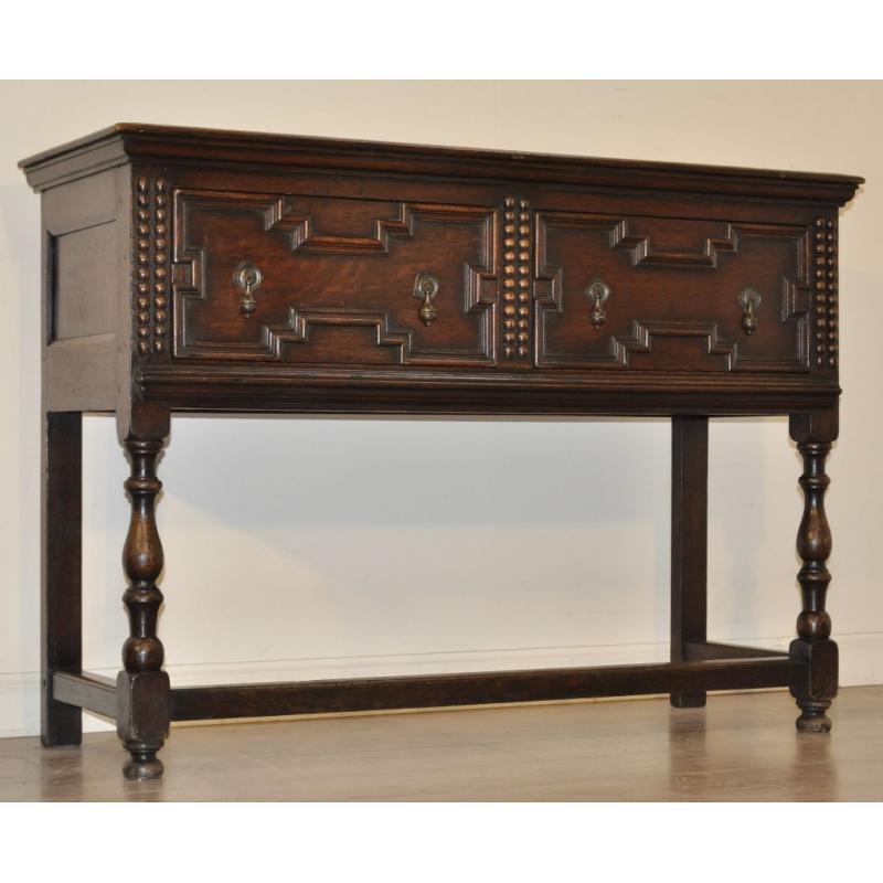 Attractive Large Antique Victorian Carved Oak Sideboard Cabinet With Drawers