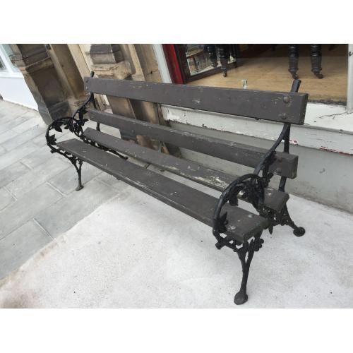 Solid Garden bench , good quality . Cast iron ends . Length 75in. Free local delivery