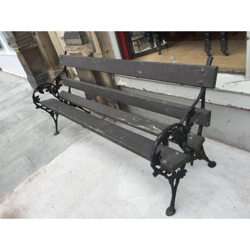 Solid Garden bench , good quality . Cast iron ends . Length 75in. Free local delivery