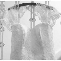 Beautiful Sassi Holford Serena lace wedding dress with shrug and veil