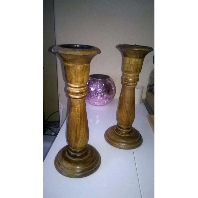 Pair of Wooden Candle Sticks
