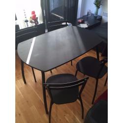 Black Table with 4 table chairs - Good Condition