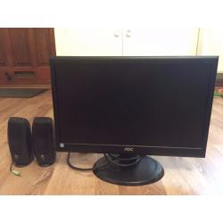 AOC 19" LCD Monitor with Logitech Computer Speakers