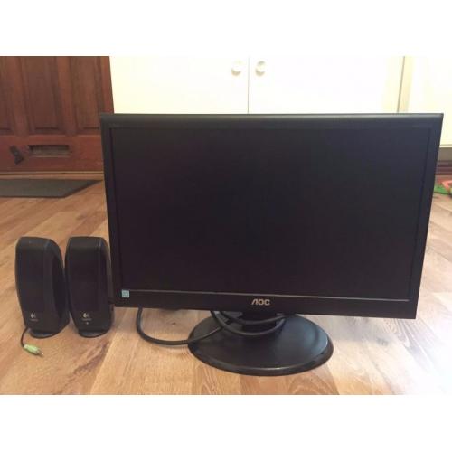 AOC 19 LCD Monitor with Logitech Computer Speakers