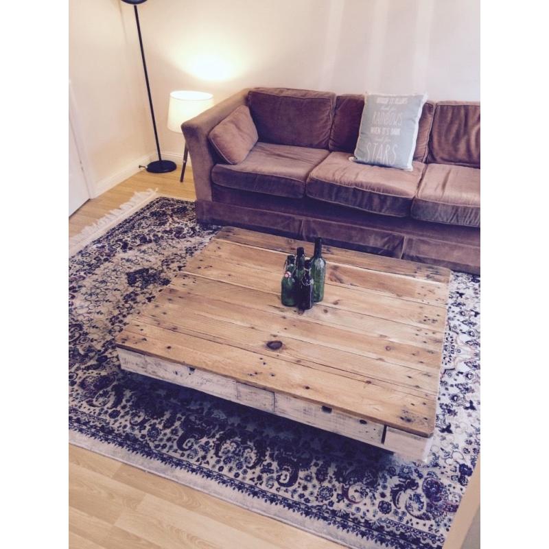 Reclaimed pallet wood low oriental style coffee table