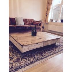 Reclaimed pallet wood low oriental style coffee table