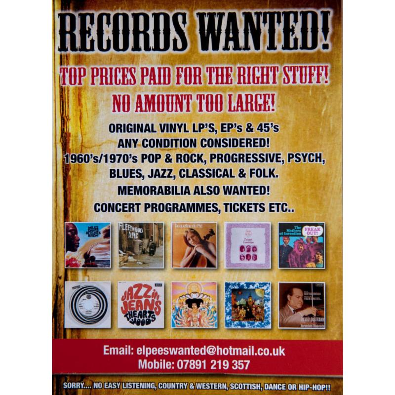 RECORDS WANTED - NO AMOUNT TOO LARGE!