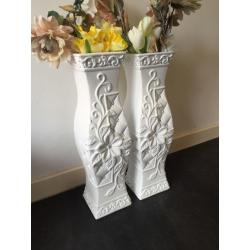 Tall White Vase (Pair)