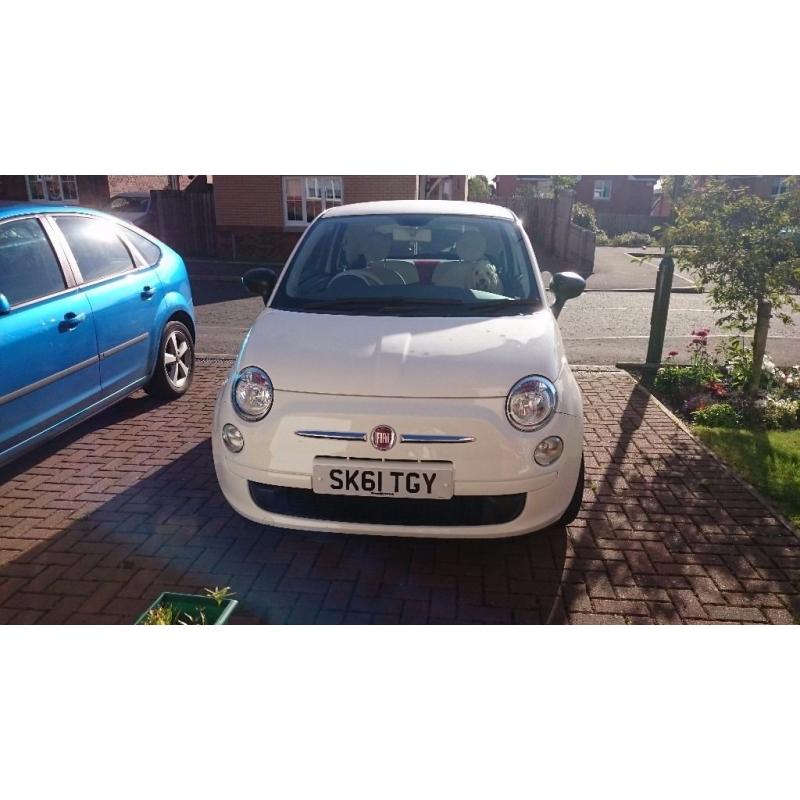 Fiat 500 1.2L Pop, white, with alloys and other extras. Very tidy little car.