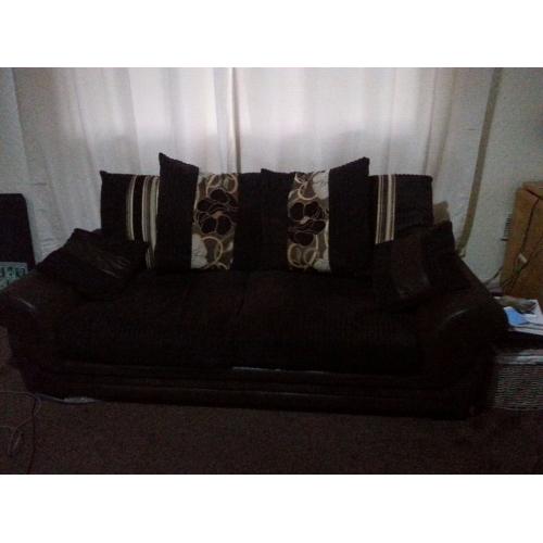 SCS Dark brown cord 3 seater sofa