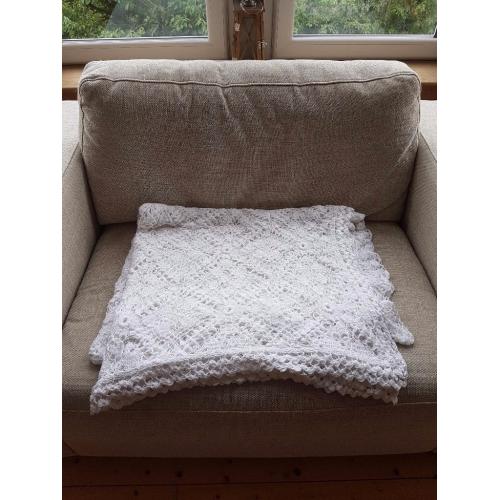 Beautiful White Crocheted Throw