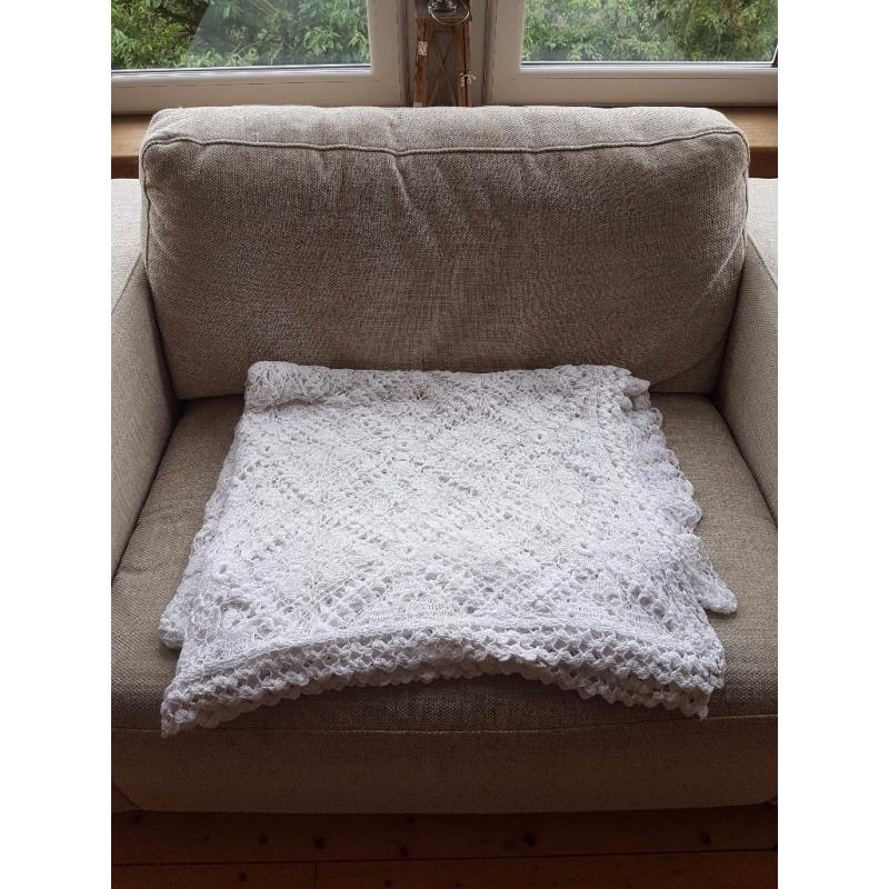 Beautiful White Crocheted Throw