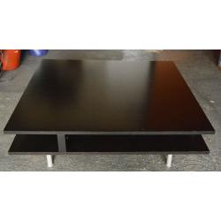 Low square coffee table, black gloss wood