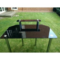 A black glass table