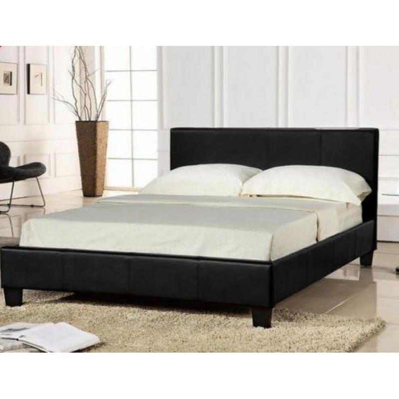 FAUX LEATHER DOUBLE BED AND MATTRESS