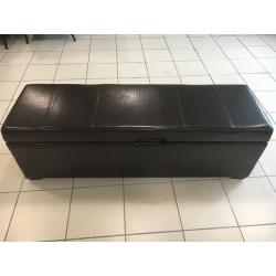 Dark Brown Genuine Leather Ottoman Storage Trunk Chest Box 135cm wide