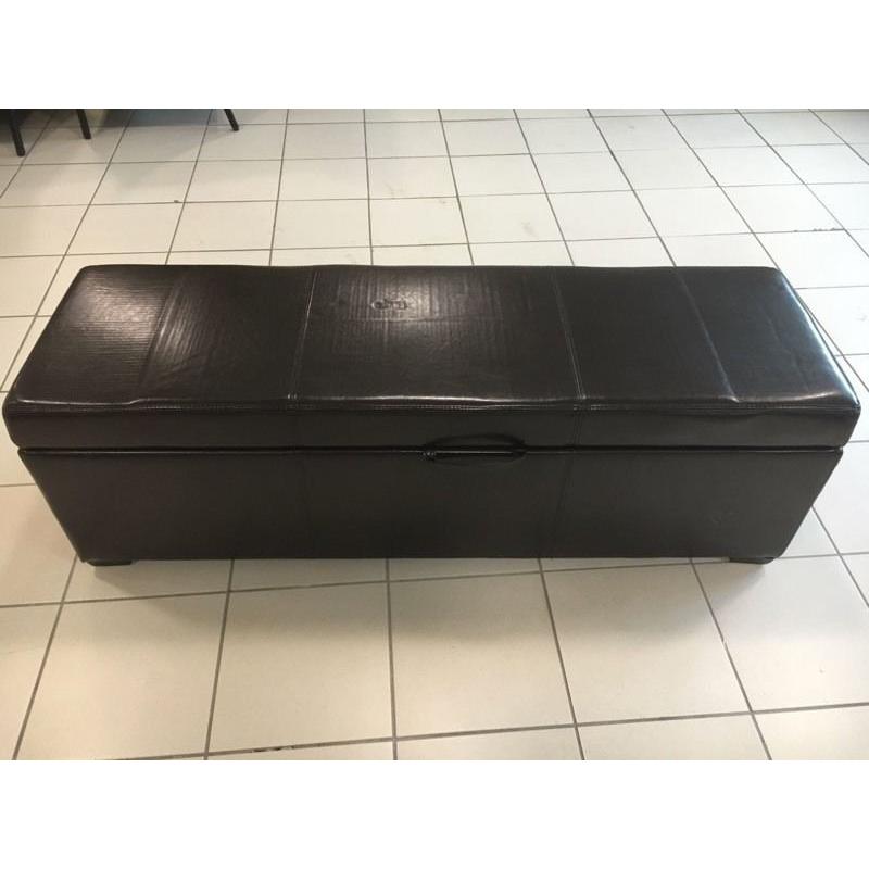 Dark Brown Genuine Leather Ottoman Storage Trunk Chest Box 135cm wide