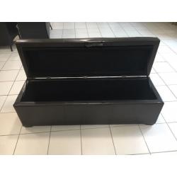 Dark Brown Genuine Leather Ottoman Storage Trunk Chest Box 135cm wide